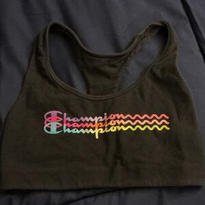Champion Black Bra with Colorful Logo
